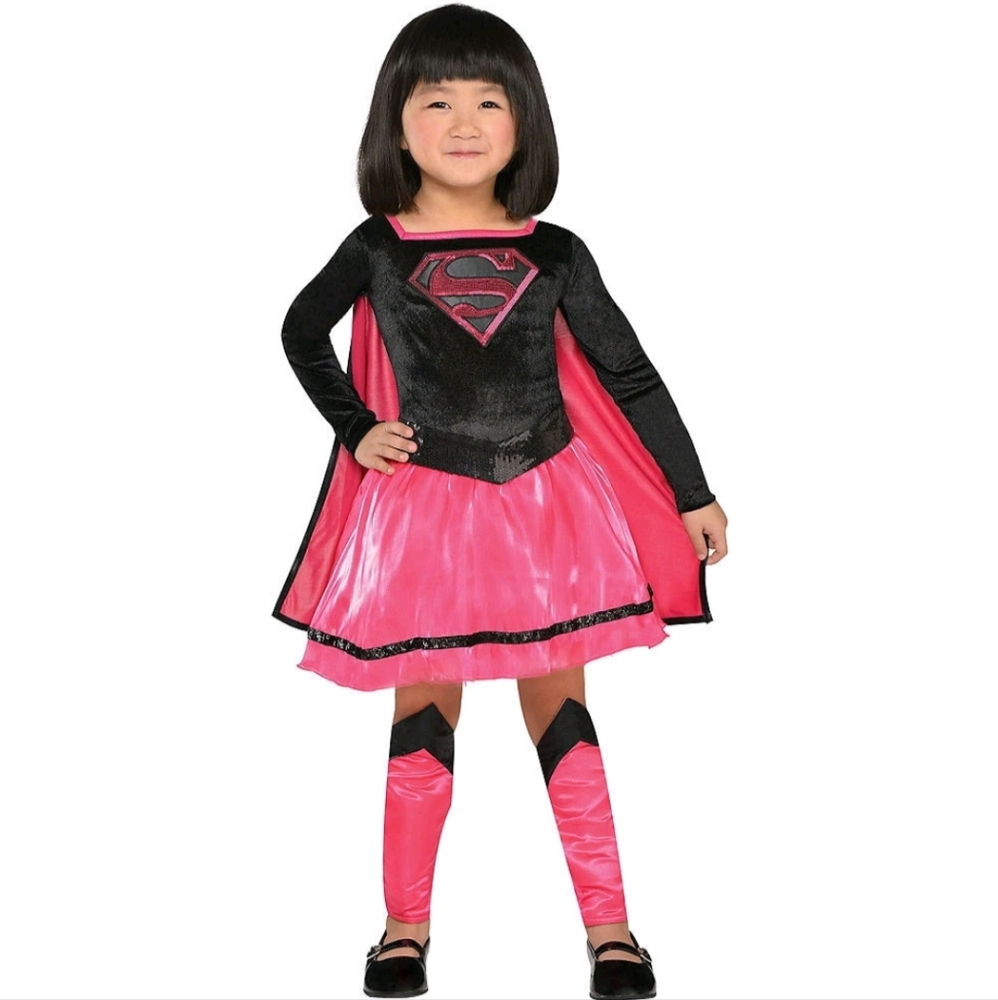 Superhero Kids Costume in Black and Pink
